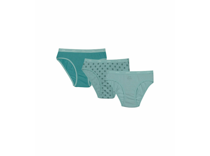 Lot de 3 culottes fille en coton stretch Vert d’Eau à pois Les Pockets
