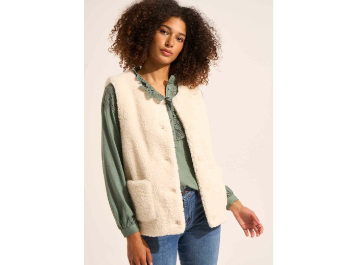 Gilet sans manches en fausse fourrure