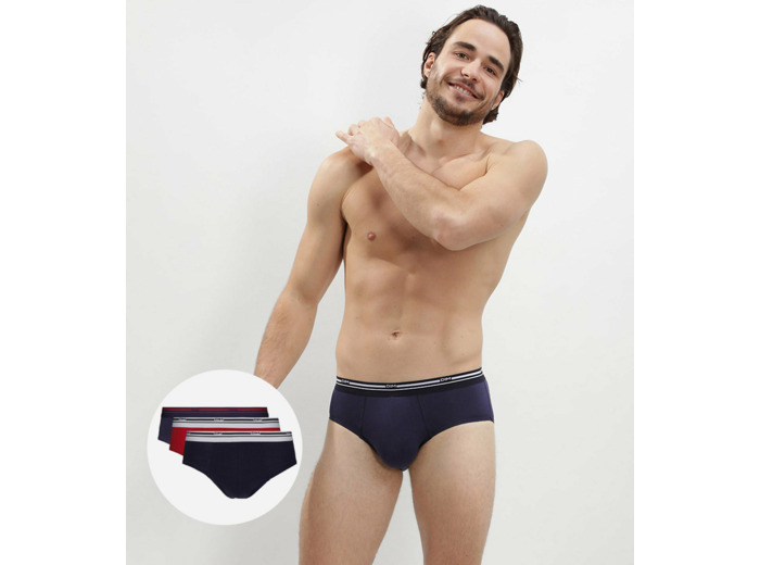 Lot de 3 slips rouge et bleu pour homme Classic Colors