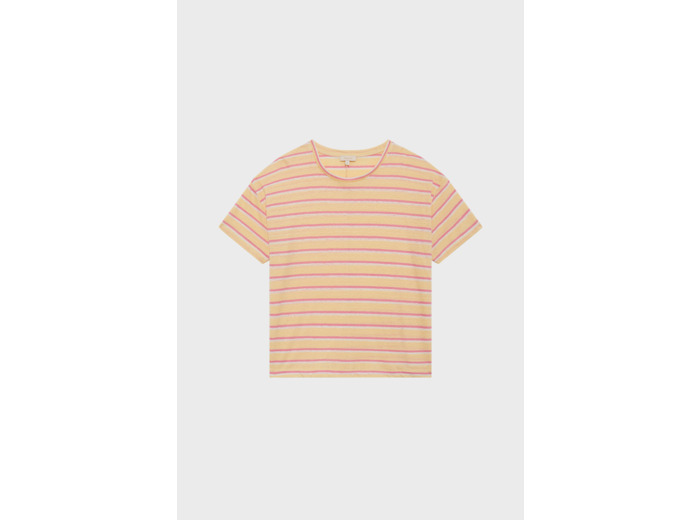 T-shirt large à rayures colorées en lin - GISETTE