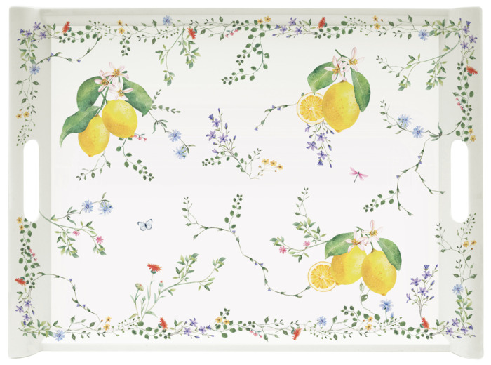 FLEURS ET CITRONS Plateau 52x37cm