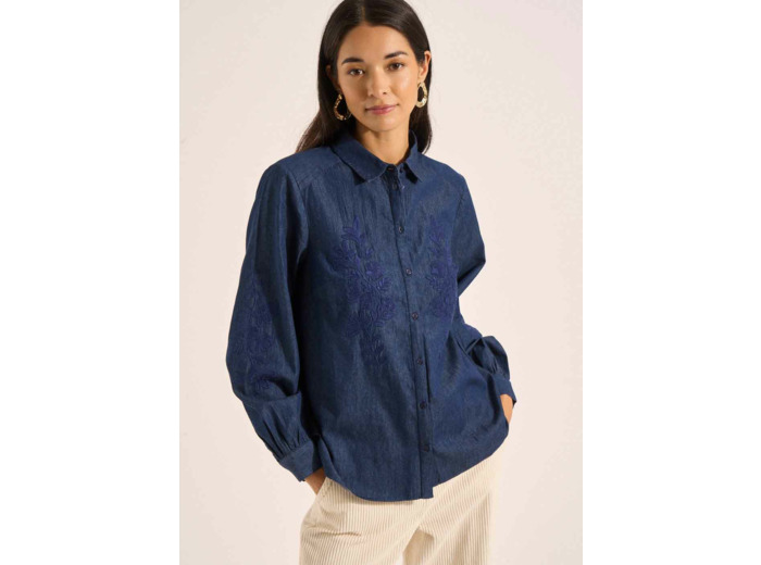 Blouse en denim brodée