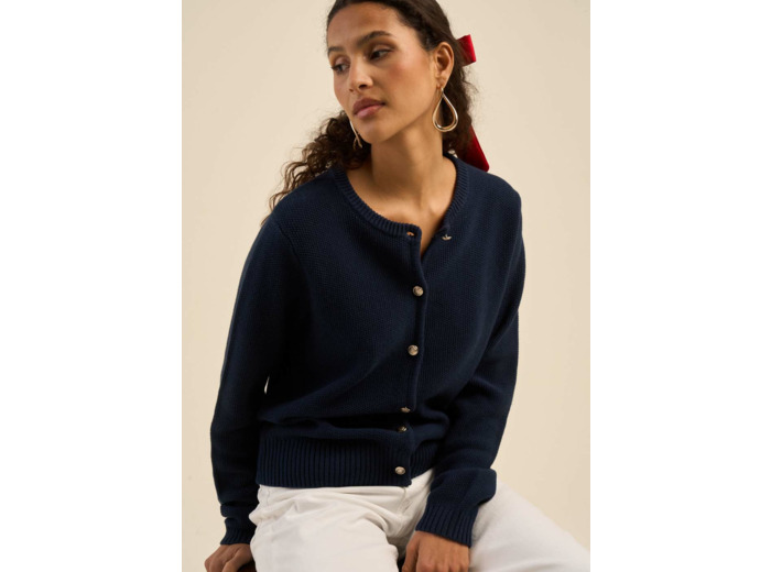 Gilet col rond à boutons bjoux