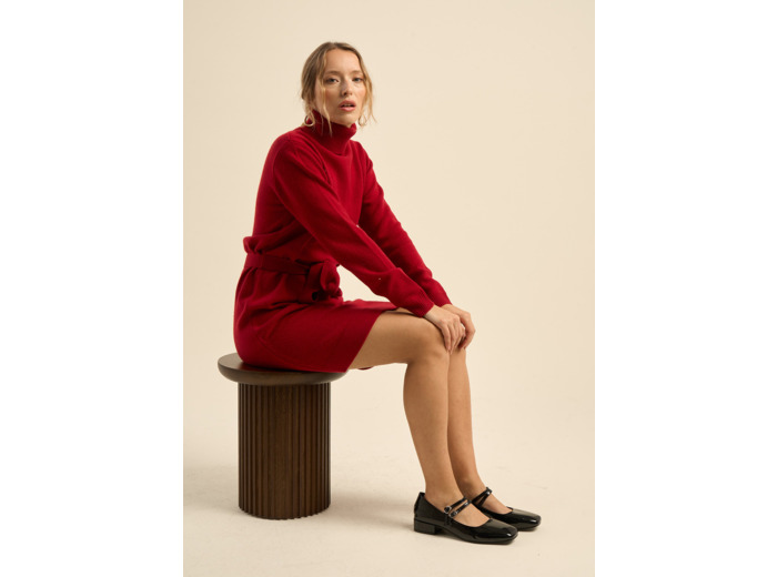 Robe en maille à col roulé