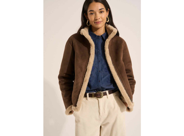 Blouson en fausse fourrure peau lainée