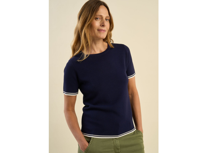 Pull à manches courtes et à rayures sportives