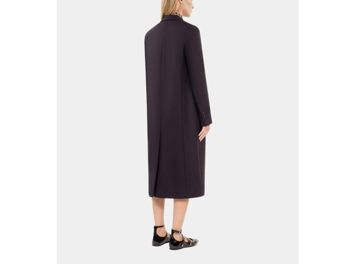 Manteau Long En Laine Mélangée Bleu Marine navy