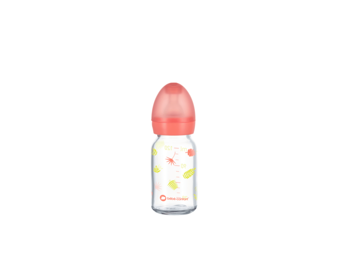 Biberon 120ML en verre, tétine silicone Jungle Vibes