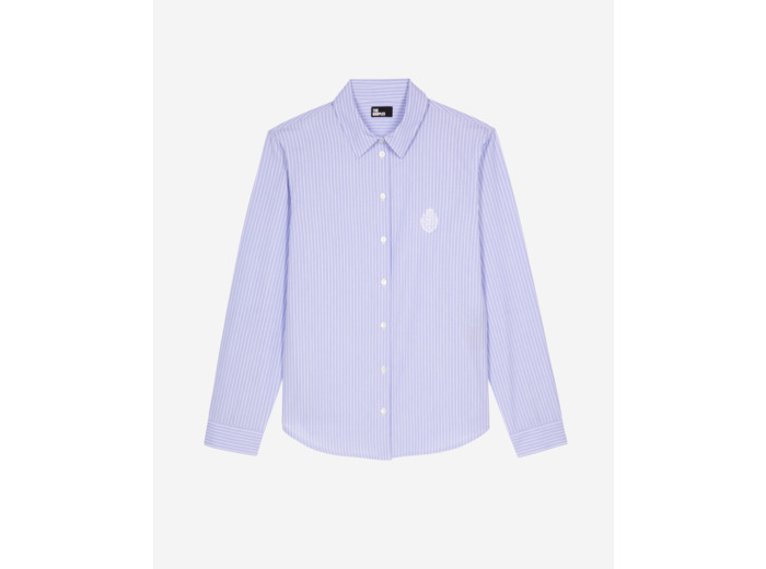 Chemise à rayures en popeline bleue bleu