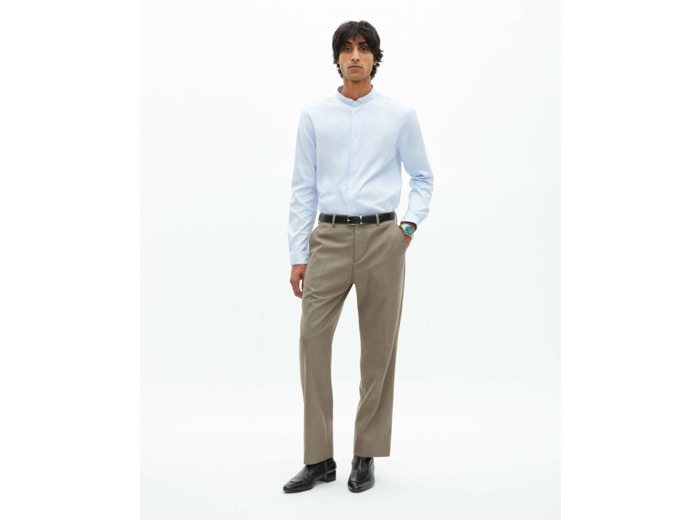 Pantalon de costume large beige melange