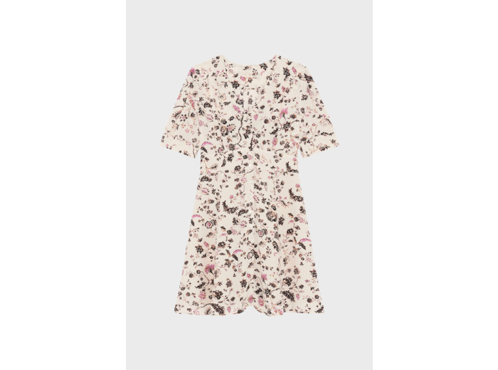 Robe cintrée en satin à fleurs - PECA