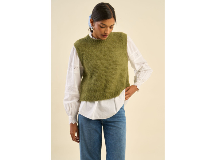 Pull à col rond sans manches