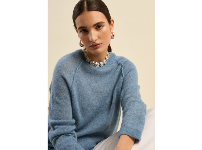 Pull col rond oversize en laine et alpaga