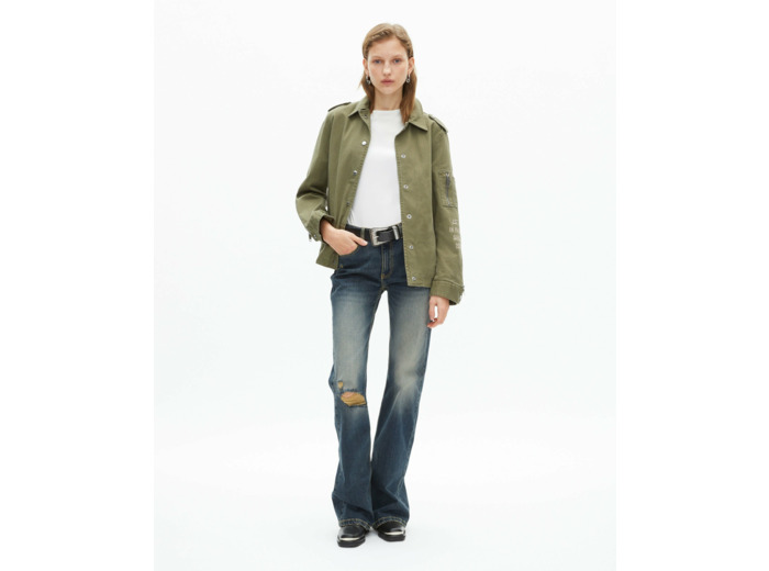 Blouson femme avec badges kaki