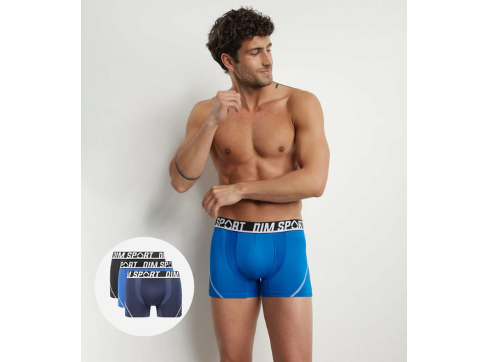 Lot de 3 boxers homme microfibre thermorégulateur Bleu Dim Sport