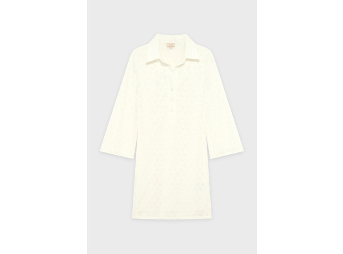 Robe courte en dentelle à col chemise - PIERA