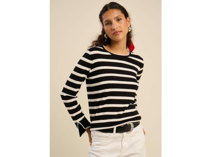 Marinière col rond détail poignet fendu