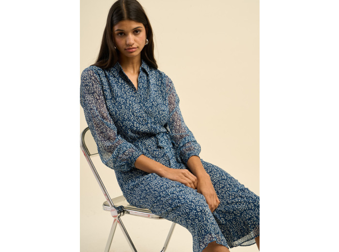 Robe chemise imprimée et longue