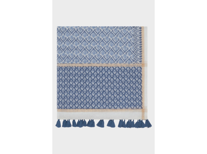 Foulard à pompons en coton et soie - ODIVA