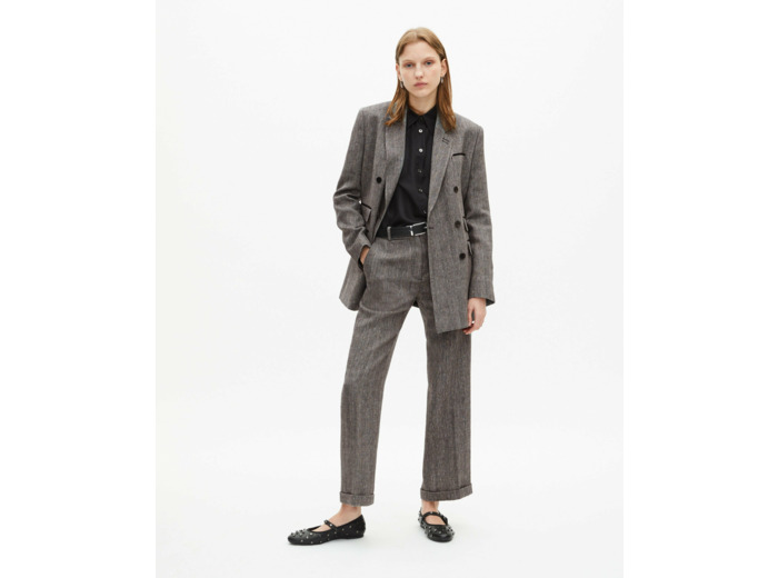 Pantalon droit avec revers grey