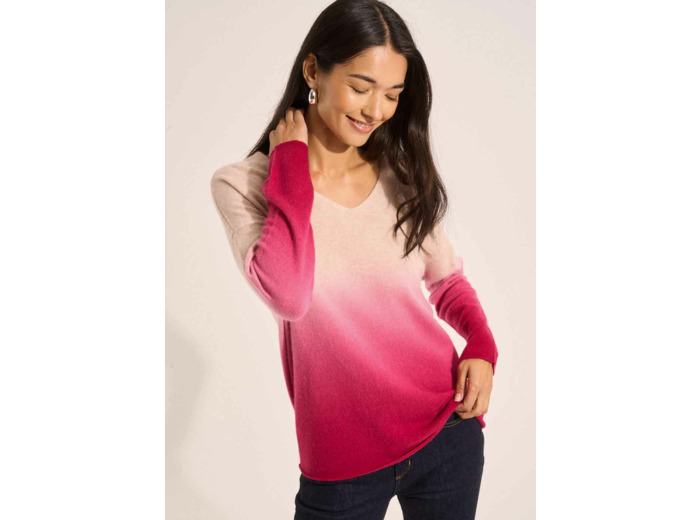 Pull cachemire dégradé encolure V