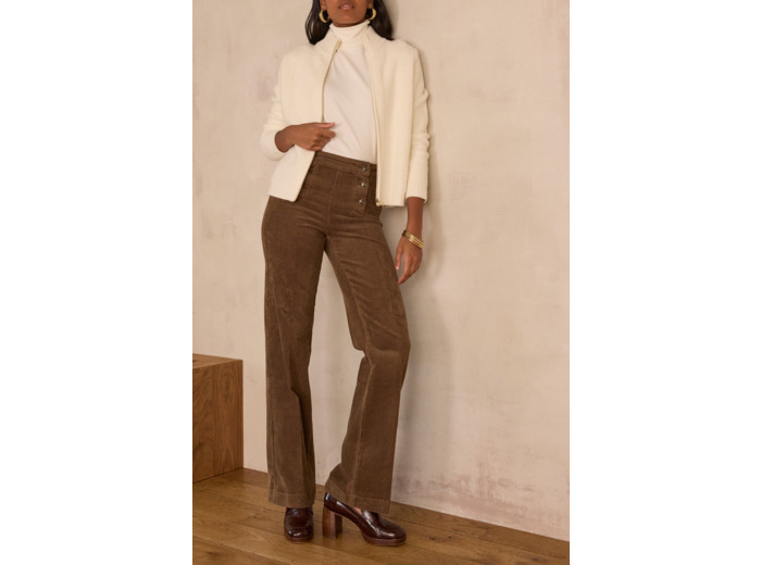 Pantalon taille haute large OXAN en velours côtelé