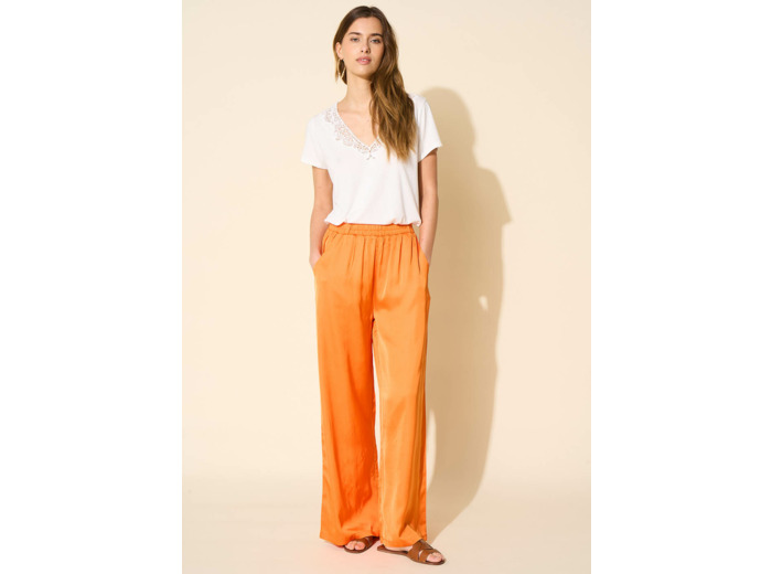 Pantalon large en satin