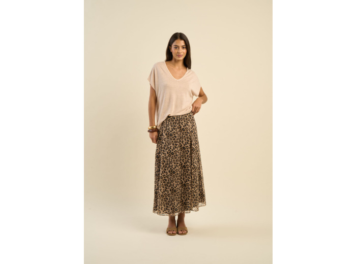 Jupe midi imprimé animalier
