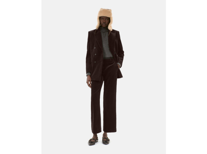 Chapka en peau lainée marron brown