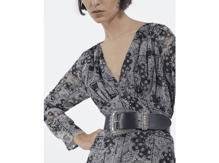 Ceinture large en cuir avec boucle western black