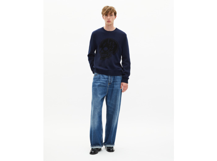Pull tête de mort marine bleu