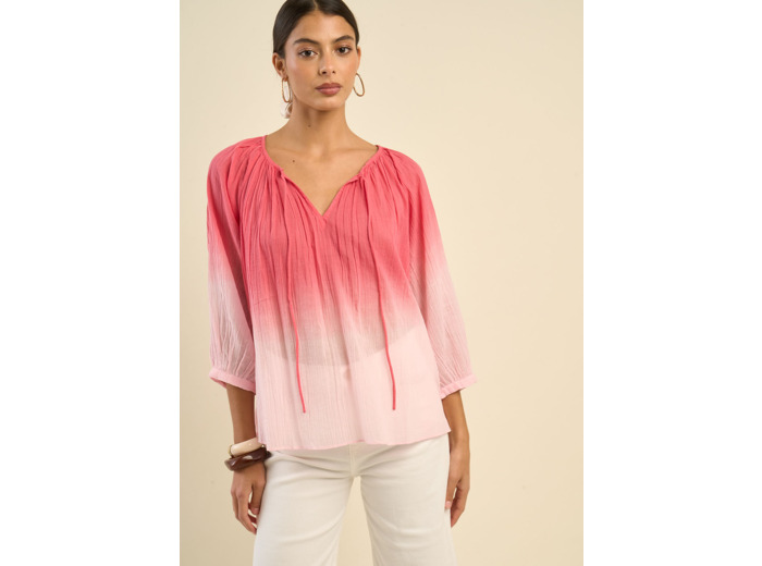 Blouse dégradée fluide en gaze de coton