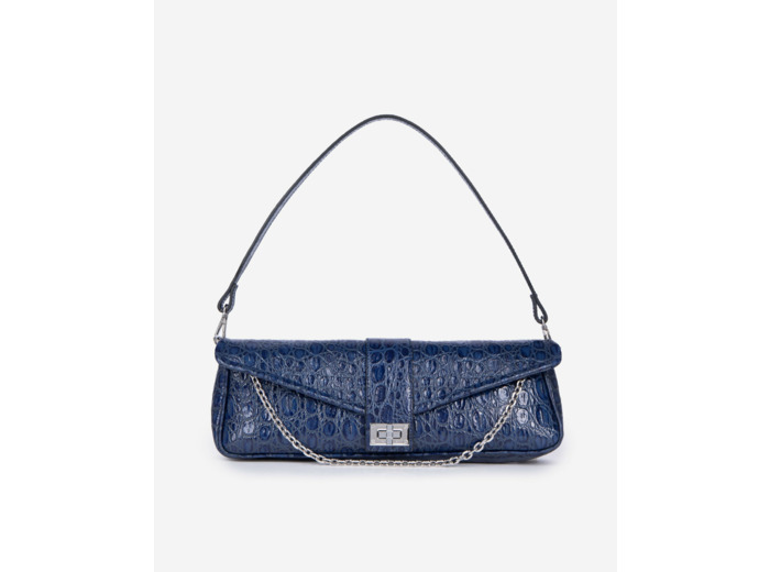 Sac en cuir croco blue