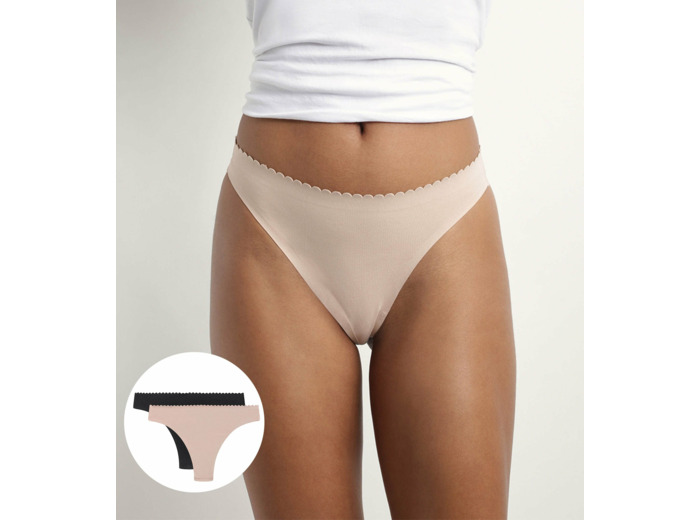 Lot de 2 tangas femme Chair et Noir Body Touch Easy