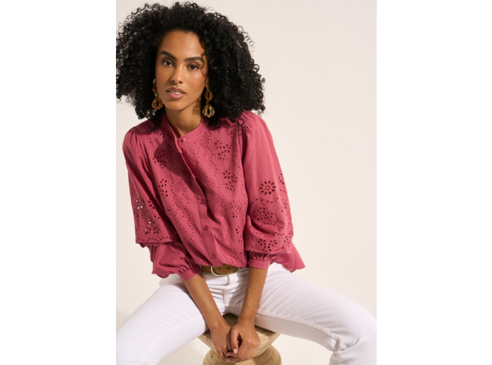 Chemisier en voile de coton et broderie anglaise