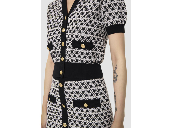 Gilet Gavril écru en coton en jacquard coeurs