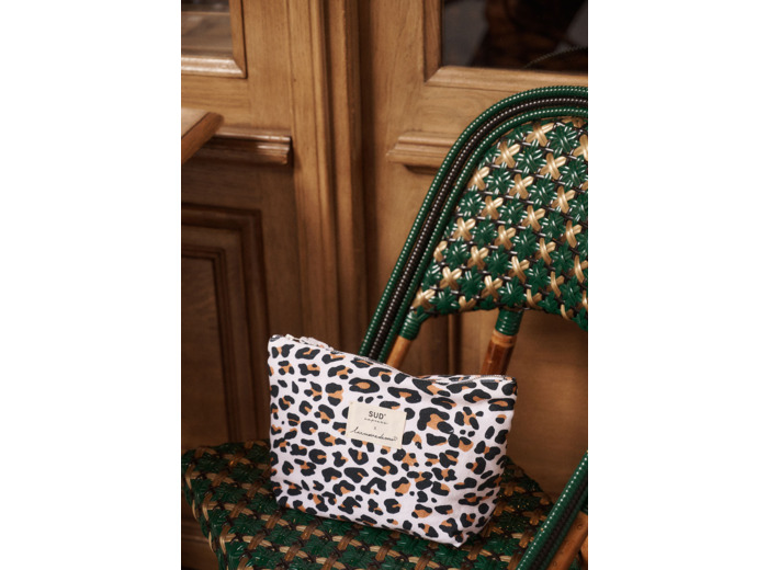 Pochette zippée léopard