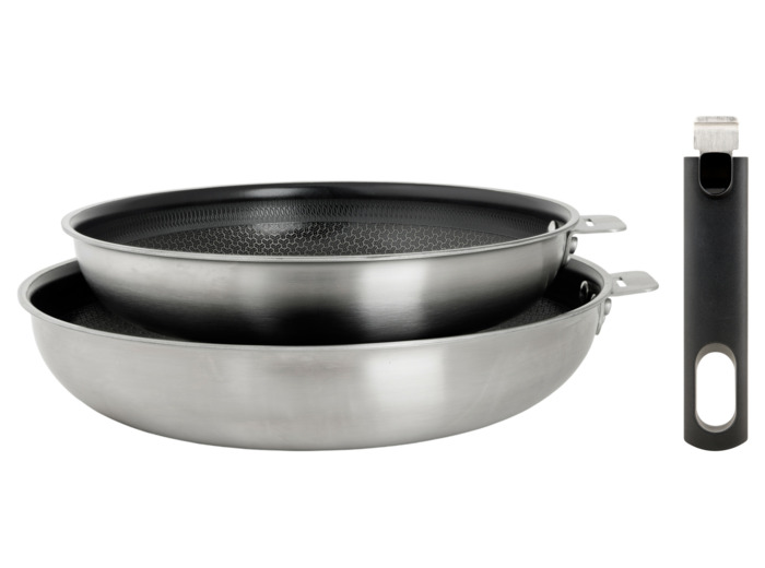 Set 2 poêles 24/28cm + poignée amovible Click!