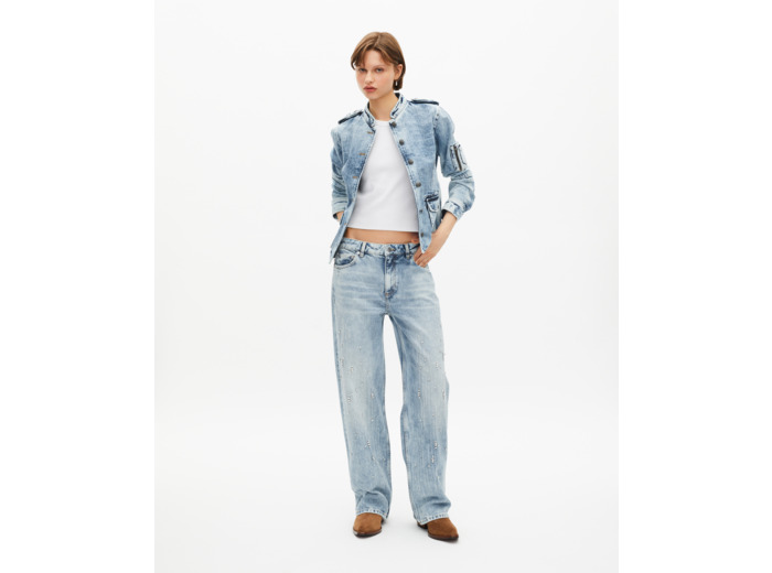 Veste style officier en denim bleu