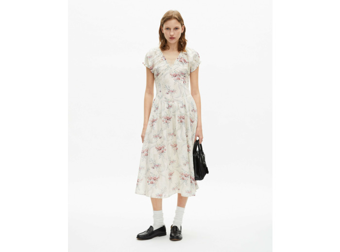 Robe Longue Imprimee off white / pink