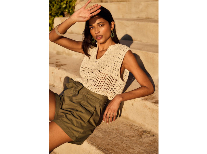 Pull sans manches col rond