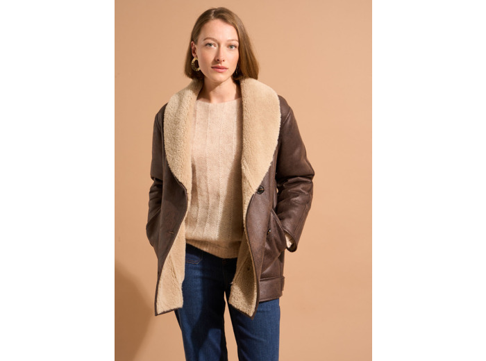 Manteau long avec intérieur en fausse fourrure