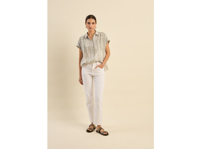 Jean droit taille haute cinq poches