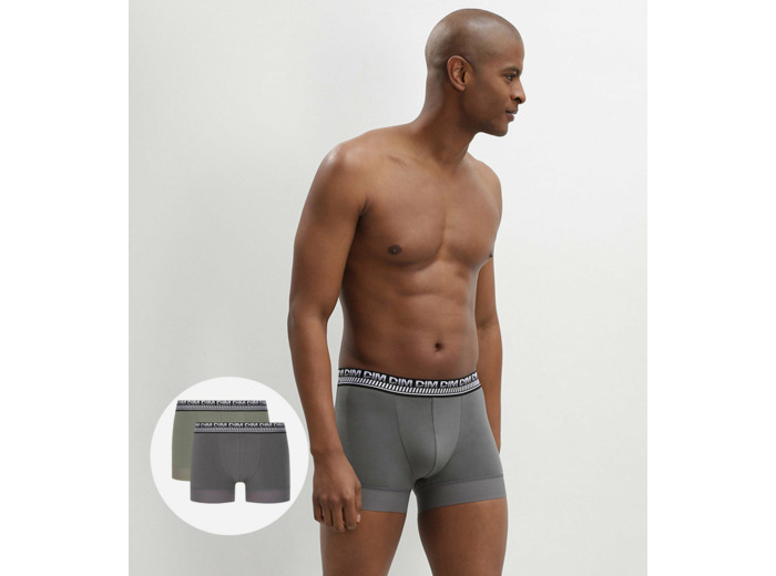 Lot de 2 boxers homme en coton extensible Vert Olive Stay and Fit
