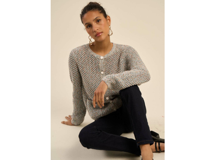 Gilet en lurex boutons bijoux