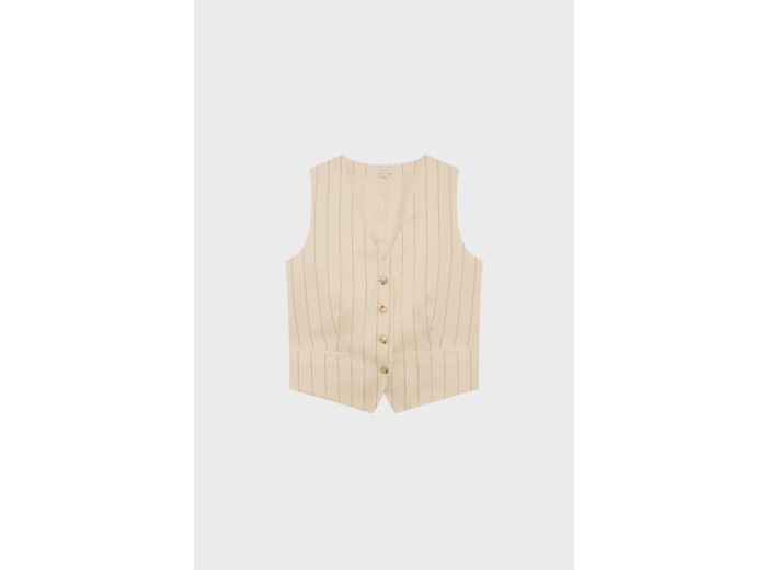Gilet sans manche à fines rayures dorées - ROSENN