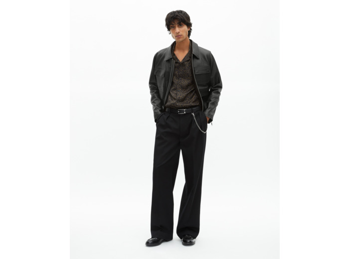 Blouson en cuir noir black