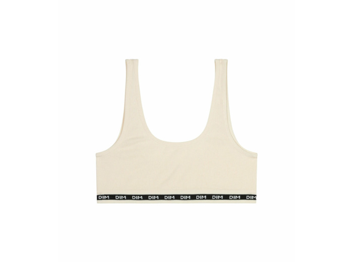 Brassière fille en tissu côtelé Beige Ivoire Dim Icons