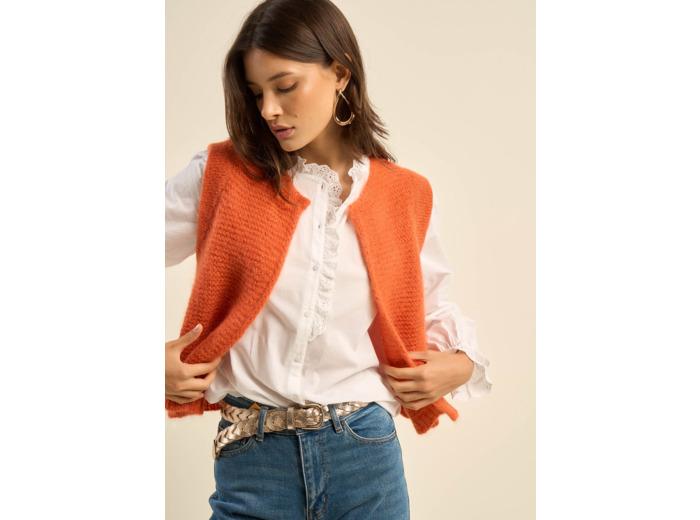 Gilet court sans manches en mohair