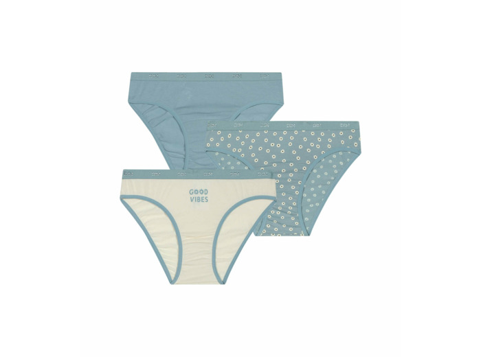 Lot de 3 culottes filles en coton à motifs Fleurs Bleu Les Pockets